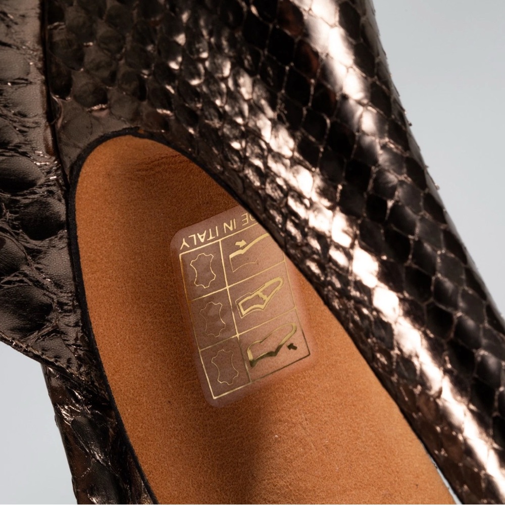 Suede Real Python Gold & Rose Gold Platform Heal … - image 7